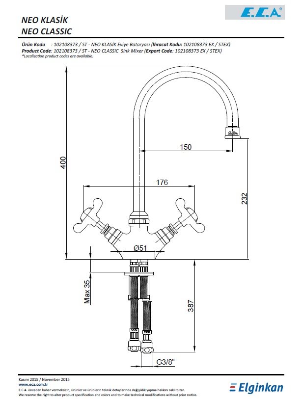 Eca Neo Klasik Mutfak Bataryası 102108373 Teknik Resim