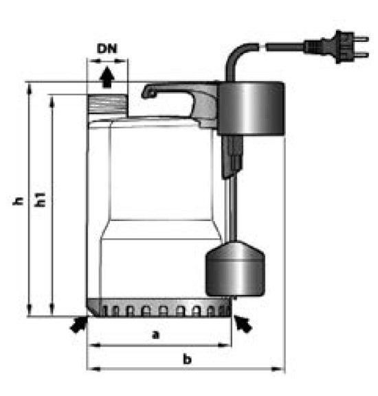 Wilo Initial Drain Compact Gizli Flatörlü Monofaze Dalgıç Pompa Ölçüleri