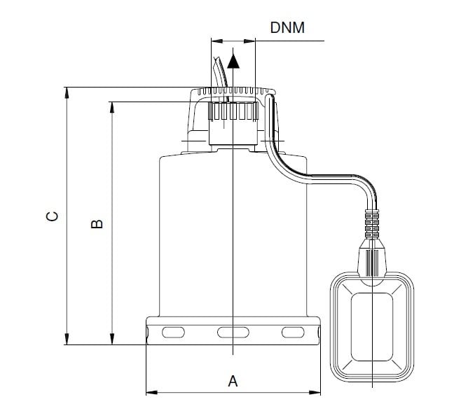 Wilo Initial Drain Inox 10.7 Az Kirli Sular için Dalgıç Pompa Ölçüleri